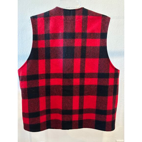 CC Filson Vintage Red Buffalo Plaid Virgin Wool Mackinaw Vest Men's XL Button - Picture 4 of 6